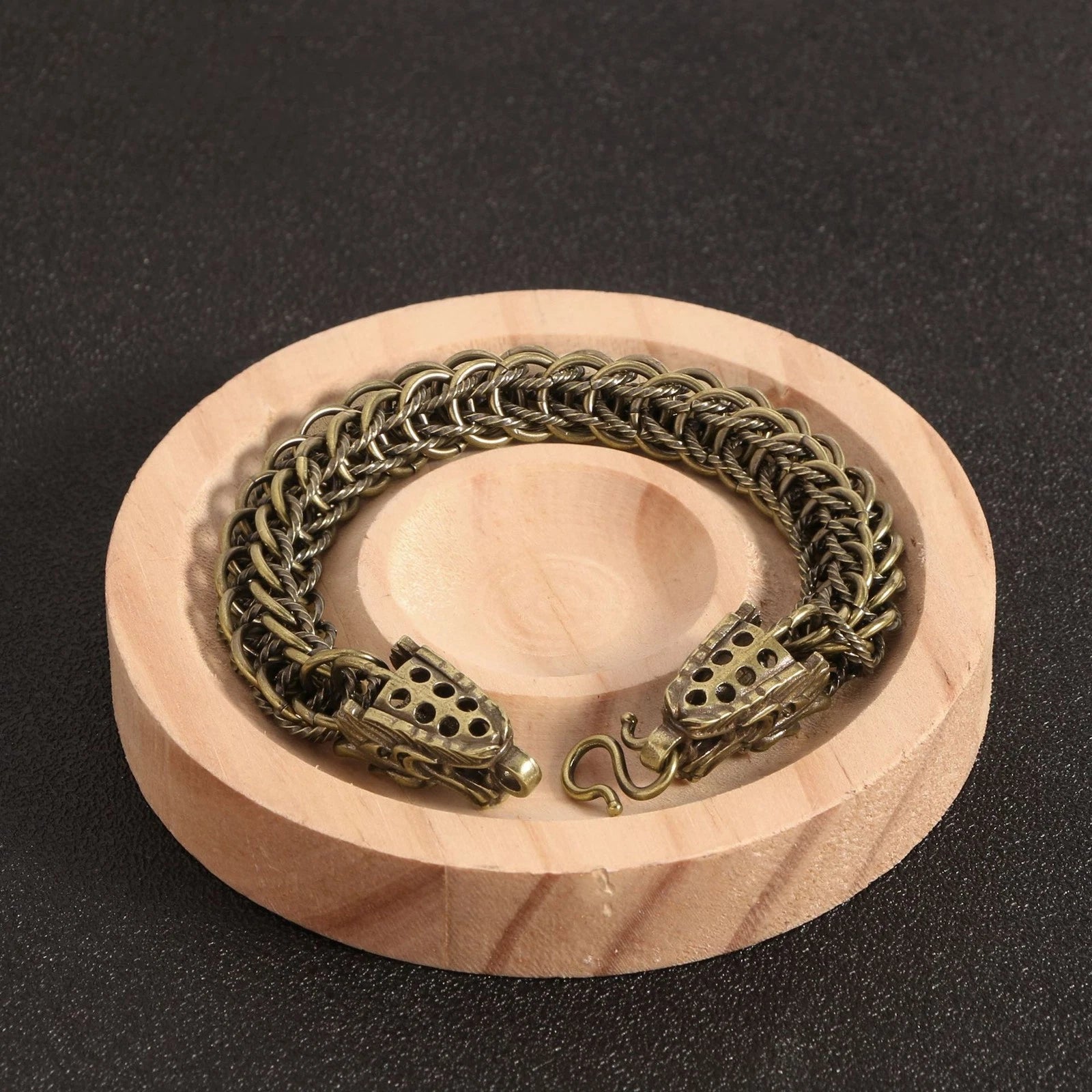 Men Women Metal Bangle Vintage Zodiac Dragon Bracelet Handcrafted Jewelry 07FC0E-D4 - KOEEK