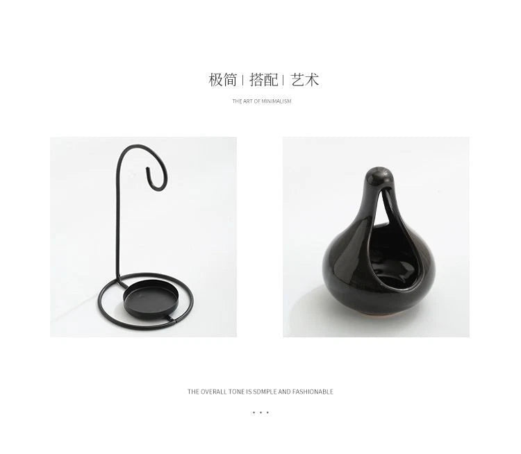 Black Hanging Aromatherapy Burner Candle Wax Warmer Lamp Home Indoor Decor 07FC0E-D4 - KOEEK