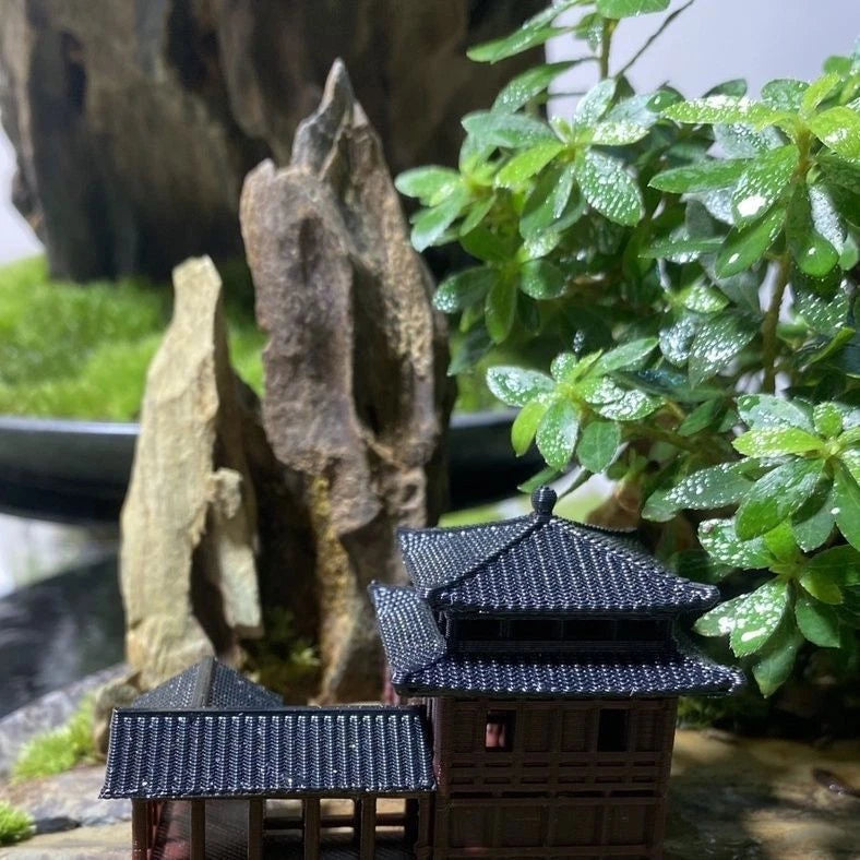 Plastics Chinese Ancient Architectural Model Aquarium Micro Landscape Bonsai 07FC0E-D4 - KOEEK