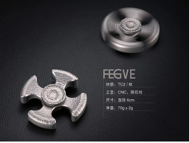 FEGVE Baked blue Aerolite Titanium EDC Four-Hand quadrangle Fidget Spinner Toy 07FC0E-D4 - KOEEK