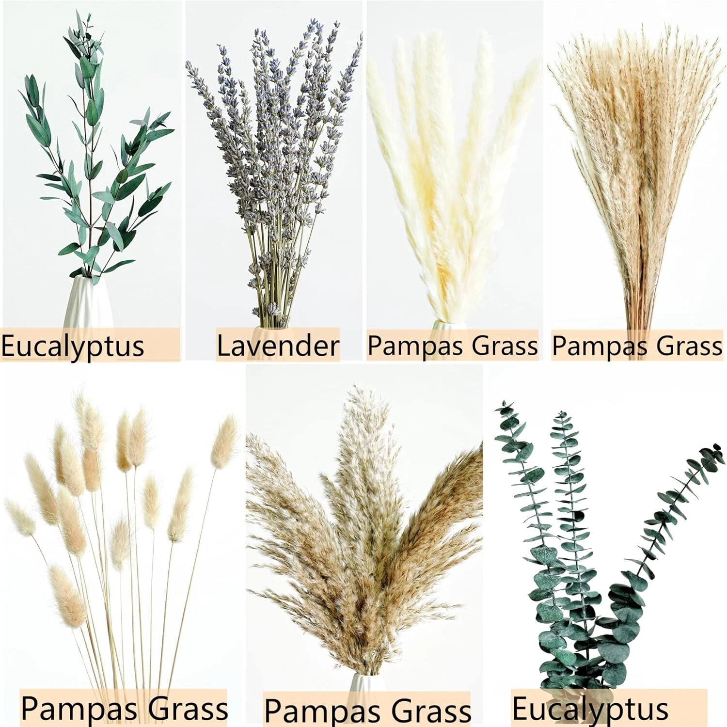 Green Pampas Grass Bohemian Bouquet -Lavender and Tree Trunk Flower Arrangement 07FC0E-D4 - KOEEK