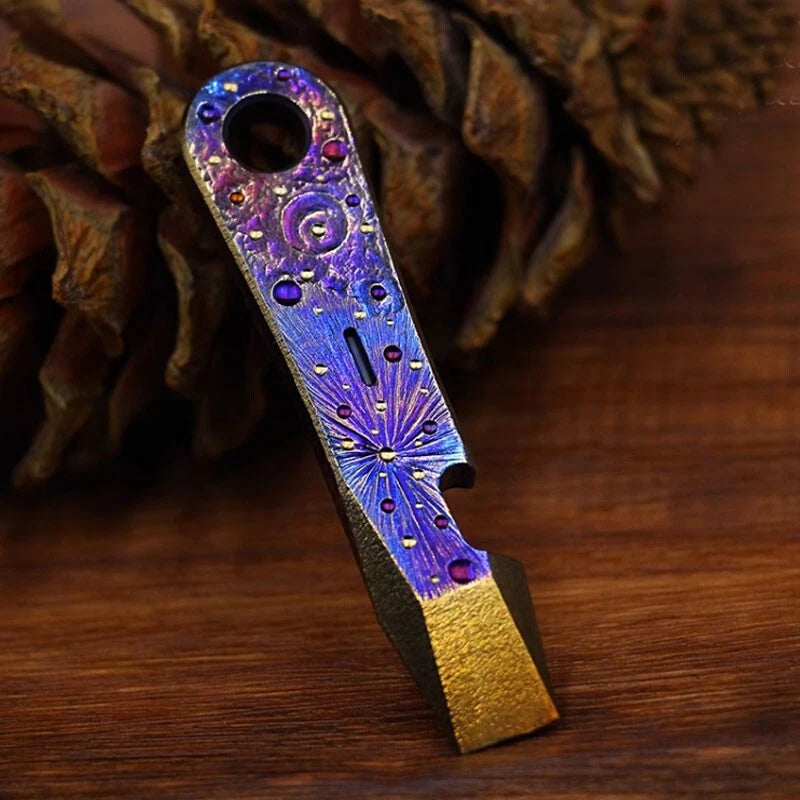 EDC Titanium Alloy Meteorite Pattern Multi Tools Pry Bar Crowbar Opener Outdoor 07FC0E-D4 - KOEEK