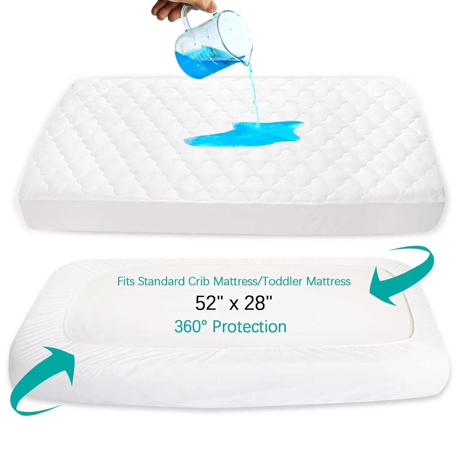 Crib Mattress Protector Sheets Fitted Waterproof Crib Mattress Pad Cover 07FC0E-D4 - KOEEK