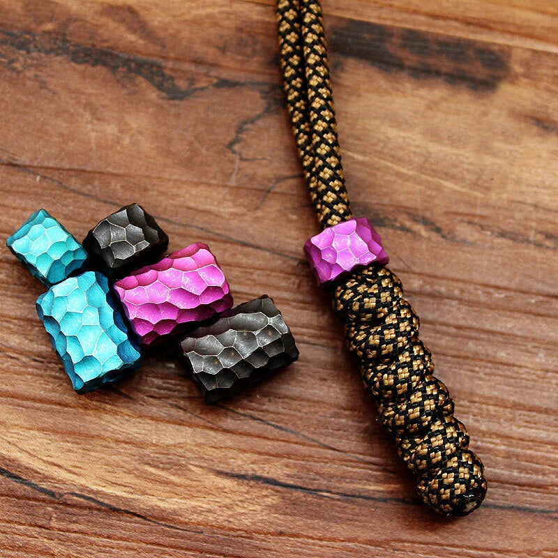 Handmade Carving TC4 Bead Titanium Bead Knife Lanyard EDC Bead Pendant DIY Beads 07FC0E-D4 - KOEEK