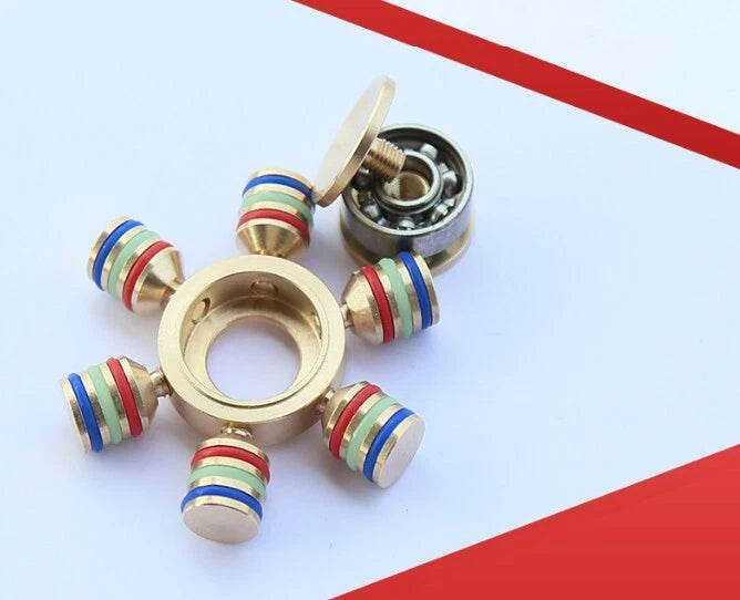 Brass Fidget 6 Point Hand Spinner Finger Gyro Toy EDC Focus Stress Reliever DIY 07FC0E-D4 - KOEEK