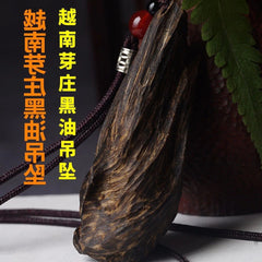 Vietnam Agarwood Pendant Natural Black Ky Nam Old Wood Carved Necklace 07FC0E-D4 - KOEEK