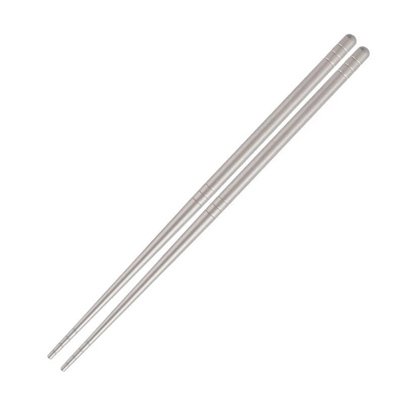 1 Pairs Titanium TA1 Metal Twist Traditional Chinese Chopsticks Camping EDC Tool EDC - KOEEK