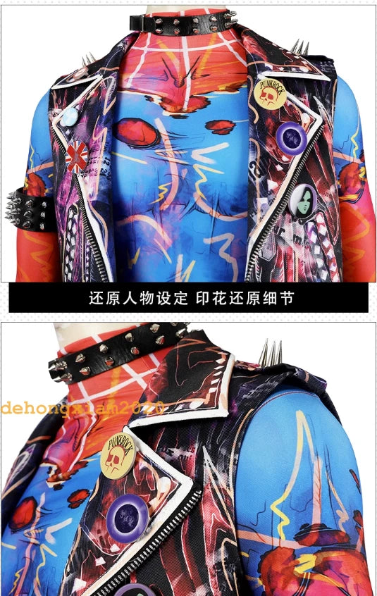 Spiderman Across The Spider-Verse Hobie Brown Cosplay Punk Costume Halloween Set 07FC0E-D4 - KOEEK