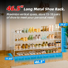 Three-tier shoe rack, suitable for wardrobes, 46.5-inch extra-long shoe rack 07FC0E-D4 - KOEEK