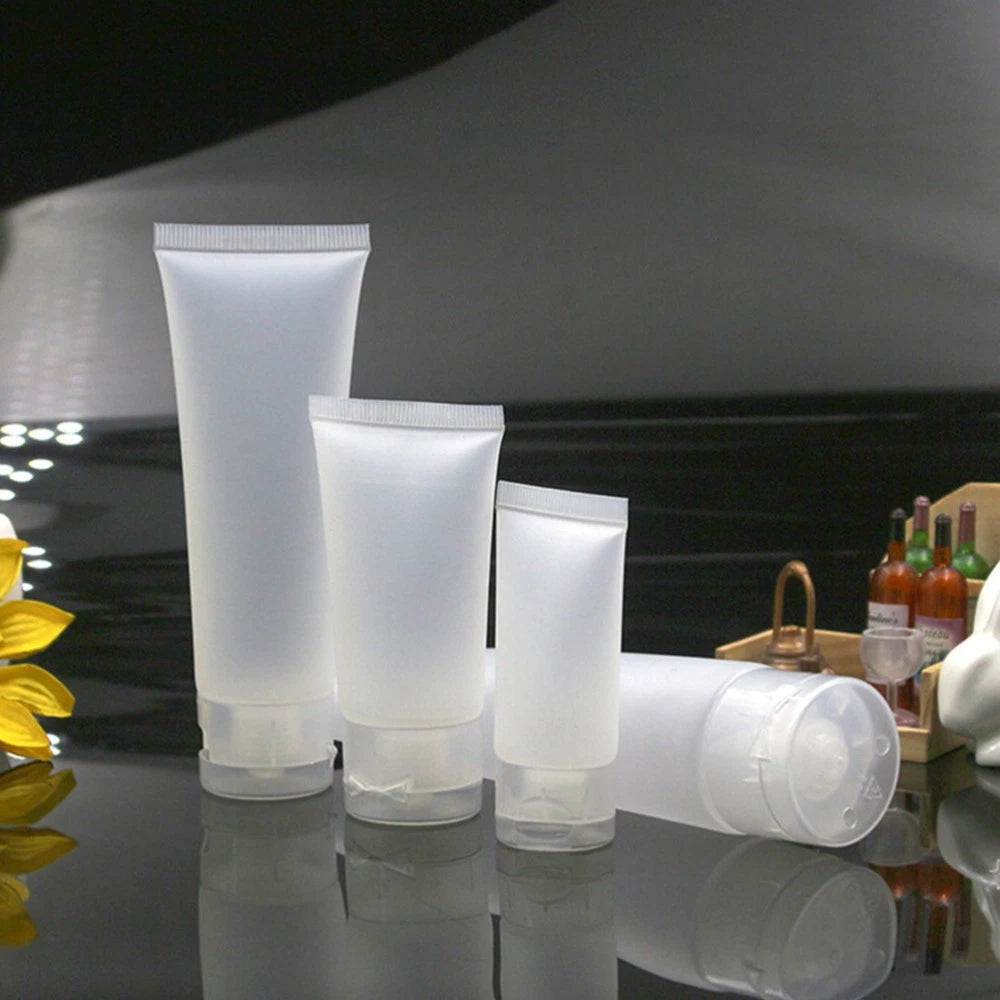 10pcs 50ml Squeeze Bottles Refillable Travel Containers for Shampoo Body Wash 07FC0E-D4 - KOEEK