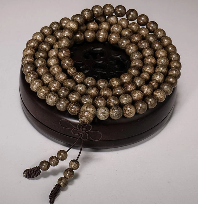 Natural Vietnam Agarwood Prayer 108 Beads Bless Bracelet Man Woman Accessories 07FC0E-D4 - KOEEK