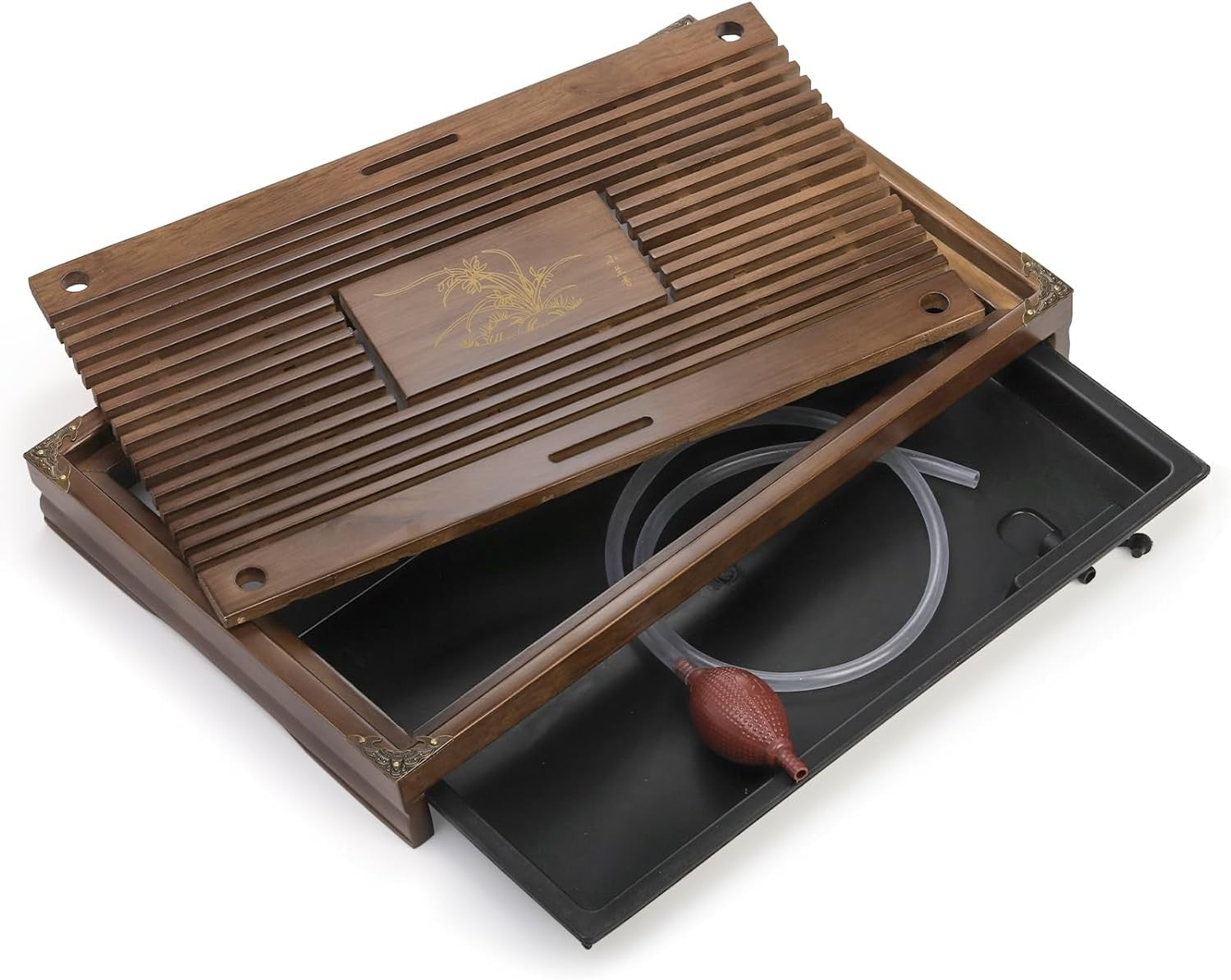 new Wooden Tea Tray, 17 Inch Chinese Kung Fu Gongfu Table Brown