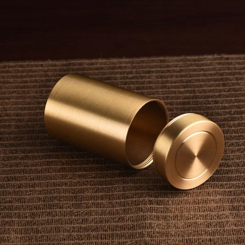 Solid Brass Sealed Tank Tea Caddy Container Portable Metal Storage Box 250g EDC 07FC0E-D4 - KOEEK