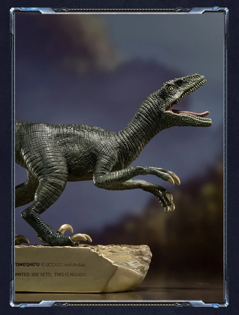 Official 1:20 Velociraptor Blue Brass Statue Figure Dinosaur Model Desktop Decor 07FC0E-D4 - KOEEK