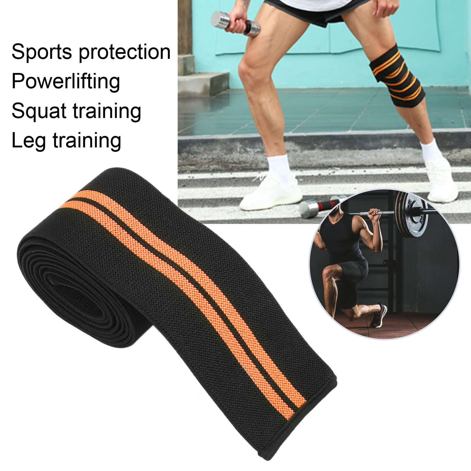 new Knee Wrap Compression Knee Brace For Weightlifting Training(Black Orange ) HGF koeek - KOEEK