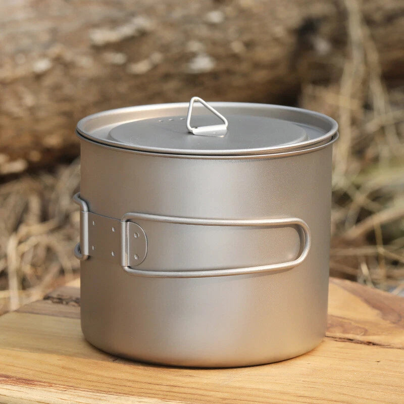 Outdoor Titanium Cup Folding Long Handle Titanium Water Cup With Cover 1100ml 07FC0E-D4 - KOEEK