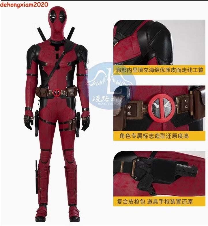 Deadpool 3 Jumpsuit Cosplay Costume Wade Wilson Accessories Suit Lot Halloween 07FC0E-D4 - KOEEK
