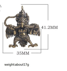 1.62" Brass Tibetan Buddhism Dapeng Bird God Buddha Statue Home Decor Ornament 07FC0E-D4 - KOEEK