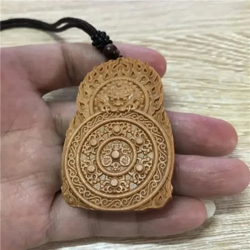 Natural Sandalwood Thousand-hand Guanyin Pendant Amulet Buddha Plaque Necklace 07FC0E-D4 - KOEEK