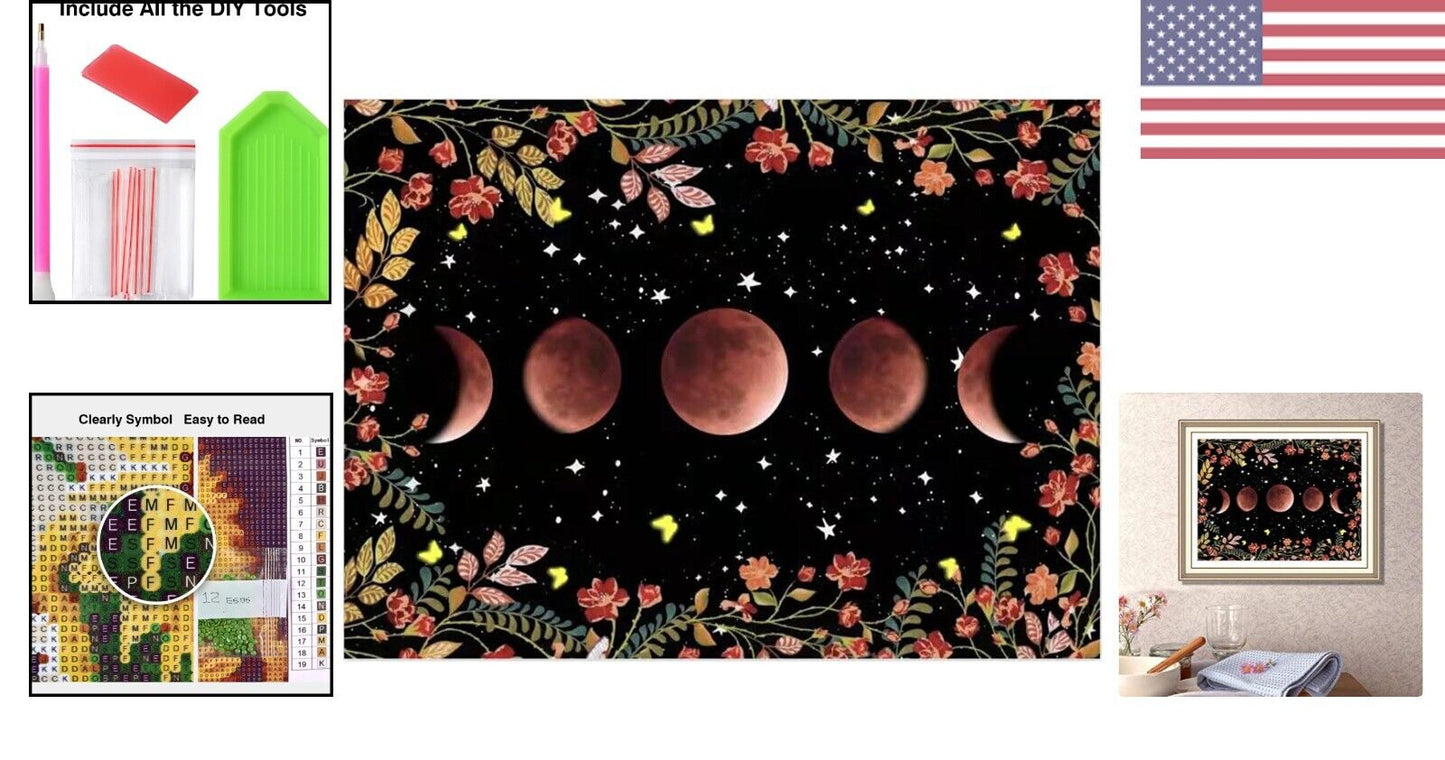 nytt Tilfredsstillende Moon Flower Crystal Rhinestone Painting Kit - All-inclusive Art Set