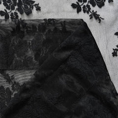 Black lace curtains, size: 52 inches × 72 inches, 2 pieces in total.