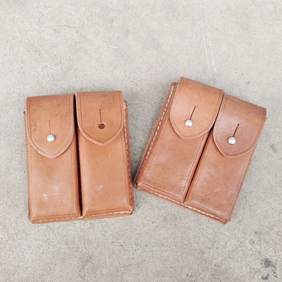 2pcs Surplus Chinese Type 54 Magazine Pouch Leather Waist Bag 07FC0E-D4 - KOEEK