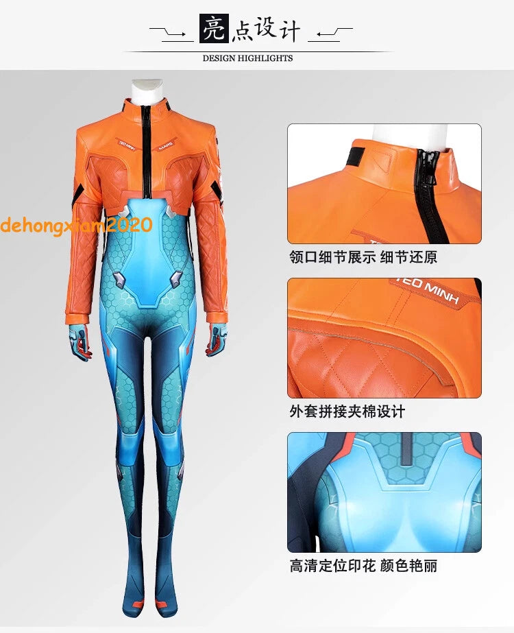OVERWATCH2 Juno Jumpsuit Suit Halloween Cosplay Bodysuit Tights Women's Jacket 07FC0E-D4 - KOEEK