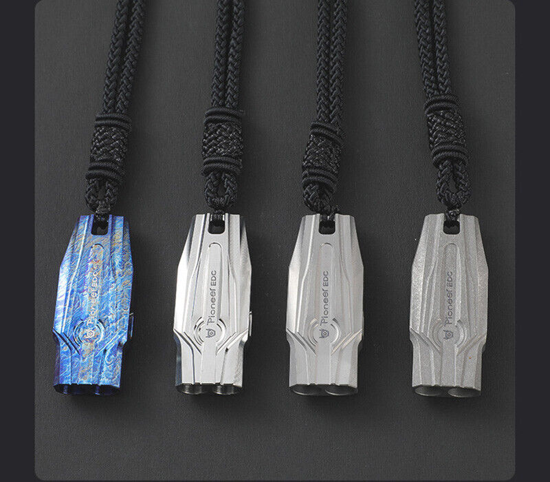 120DB Titanium Alloy Double Tube Whistle Outdoor Survival EDC SOS high Frequency 07FC0E-D4 - KOEEK