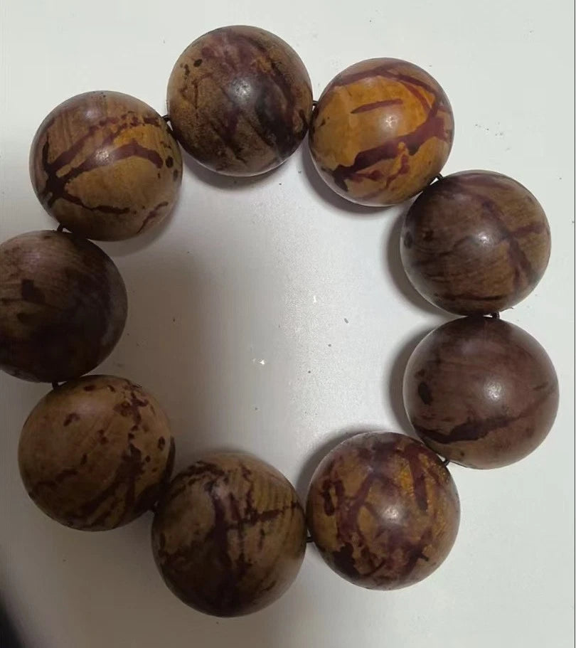 Nha Trang Agarwood 25mm Large Bead Bracelet Solid Wood Unisex 07FC0E-D4 - KOEEK