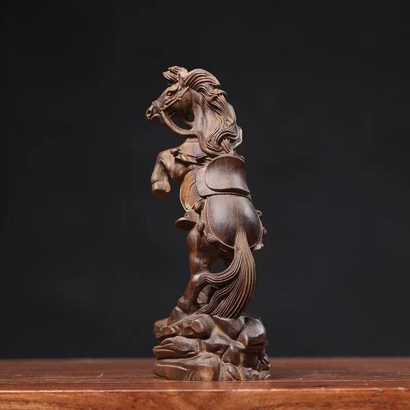 14cm Vietnamese Agarwood Carved Figurine Feng Shui Success Wealth Sculpture 07FC0E-D4 - KOEEK