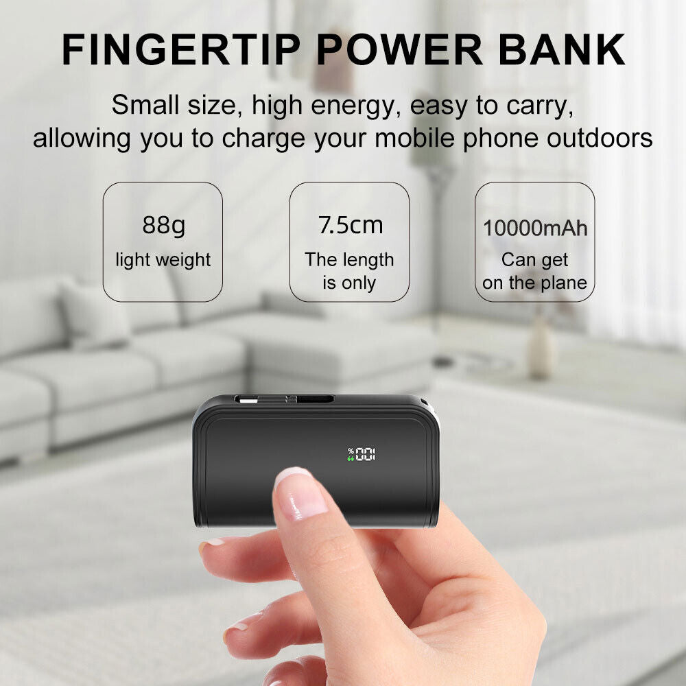 ny bærbar Mini Power Bank 10000mAh batterilader for iPhone 15/14/13/12&amp;Android