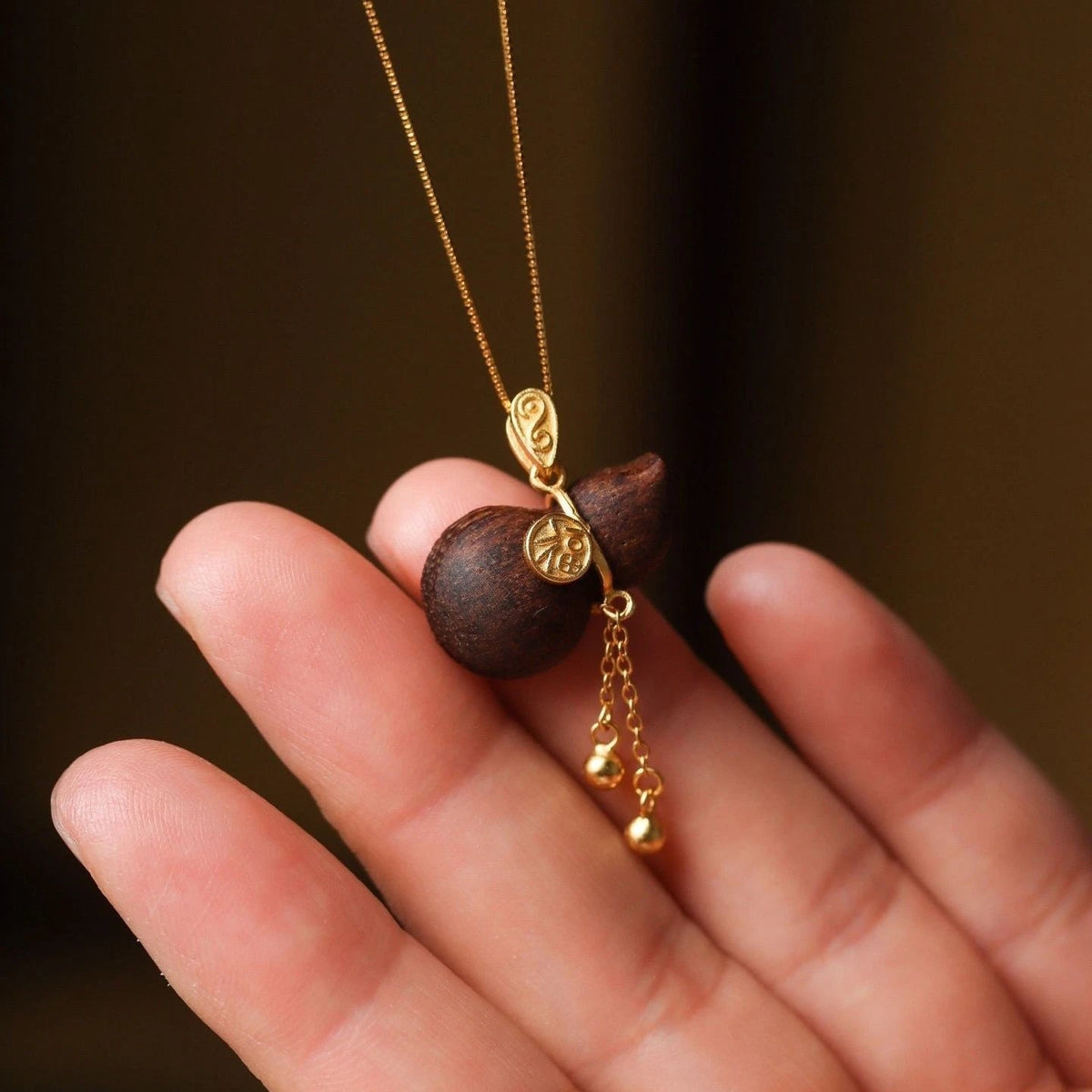 Chinese Style Wooden Gourd Pendant Necklace Simple Fashion Women 07FC0E-D4 - KOEEK