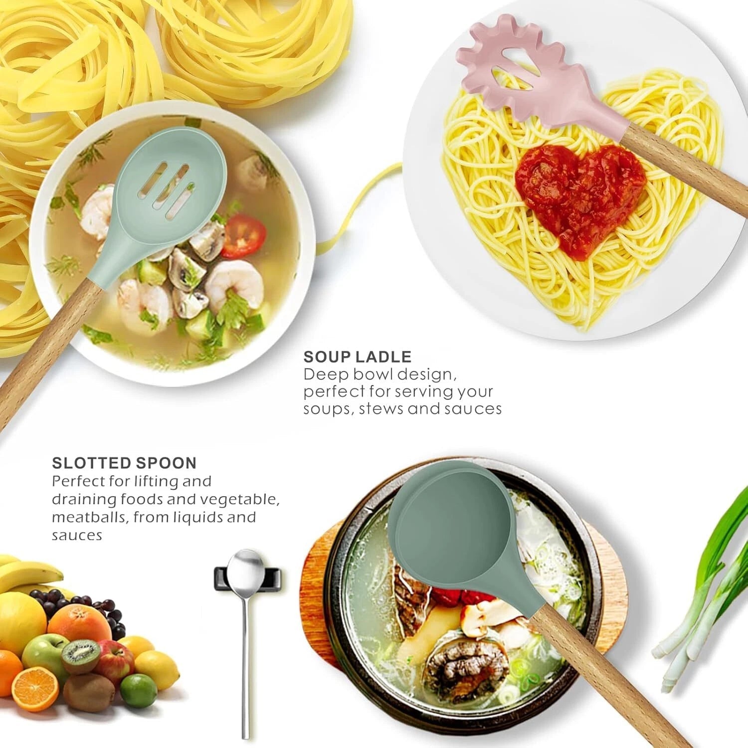 Silicone Cooking Utensils Set - 446°F Heat Resistant Silicone Kitchen Utensils 07FC0E-D4 - KOEEK