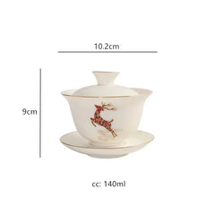 140ml Chinese Jingdezhen Ceramic Handpainted Gaiwan Tea Tureen Kungfu Teaware 07FC0E-D4 - KOEEK