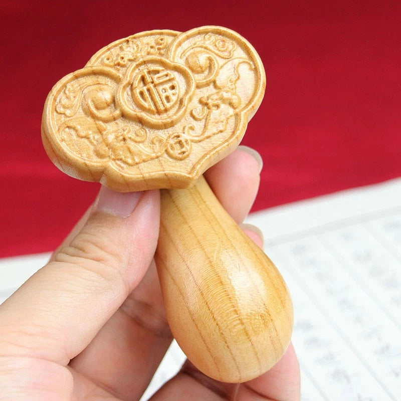 1Pc Peach Wood Wood Carving Ruyi Arts Crafts Ornament Decoration Pendant Tassels 07FC0E-D4 - KOEEK