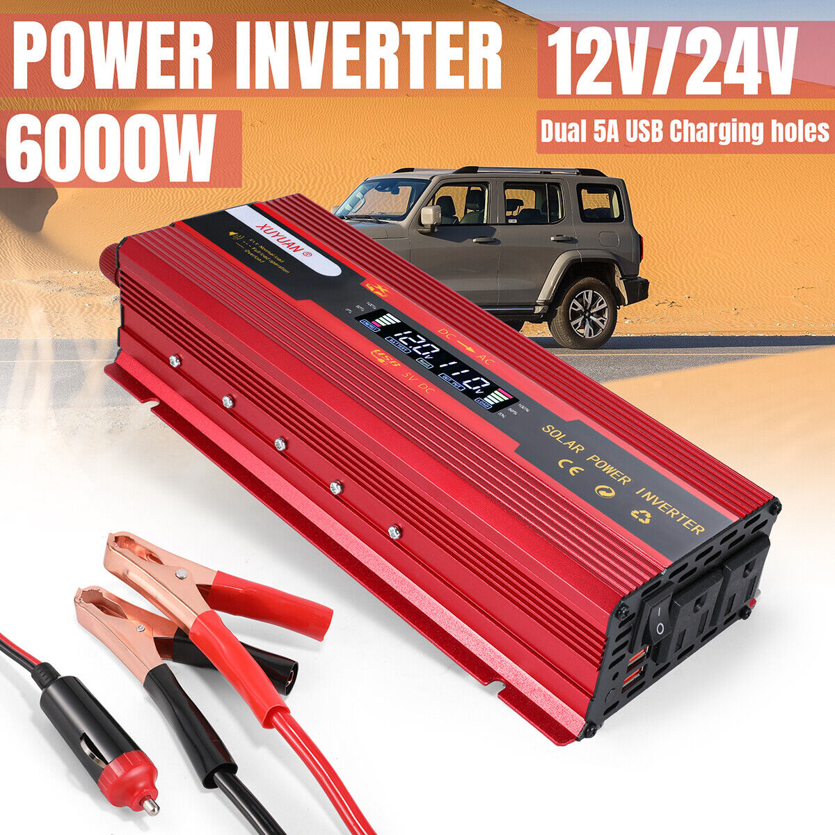 ny 6000W DC konverter 12/24V A 110V AC 2USB Para Carro Auto Inversor Corriente