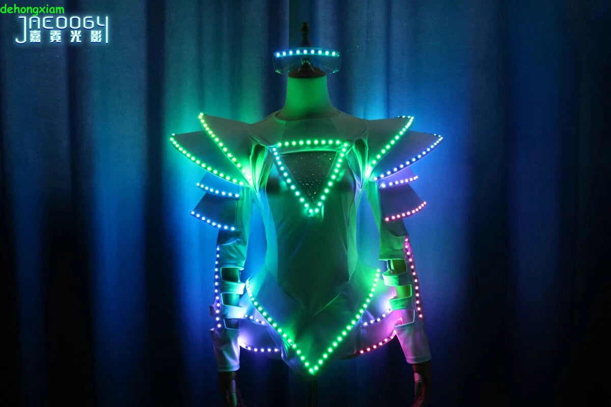 LED Luminous Mini Dress Woman Performance Costume Party DJ Bar Disco Nightclub 07FC0E-D4 - KOEEK