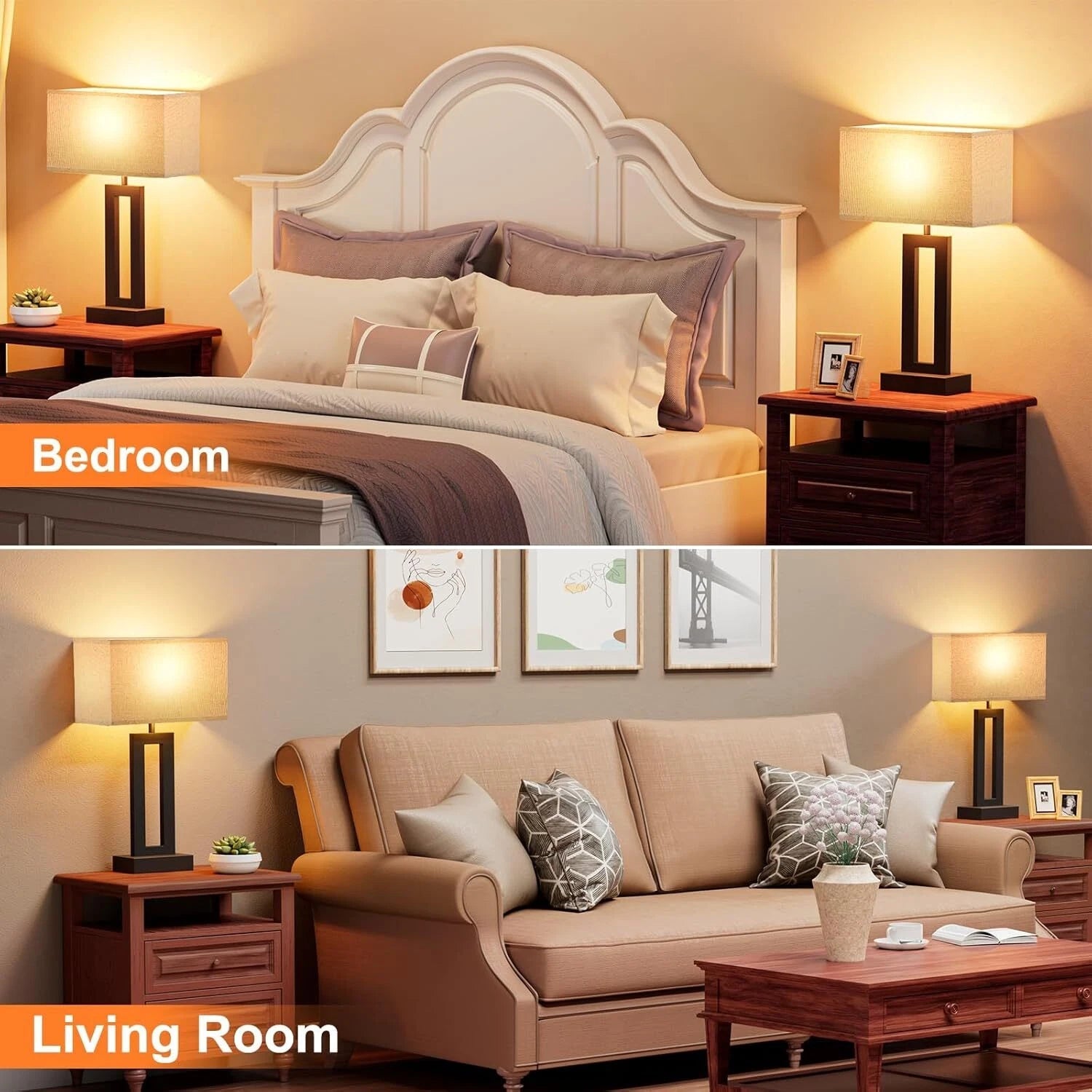 Bedroom Bedside Lamp - Touch Control, 3-Way Dimmable, LED Bulb, Easy Assembly 07FC0E-D4 - KOEEK
