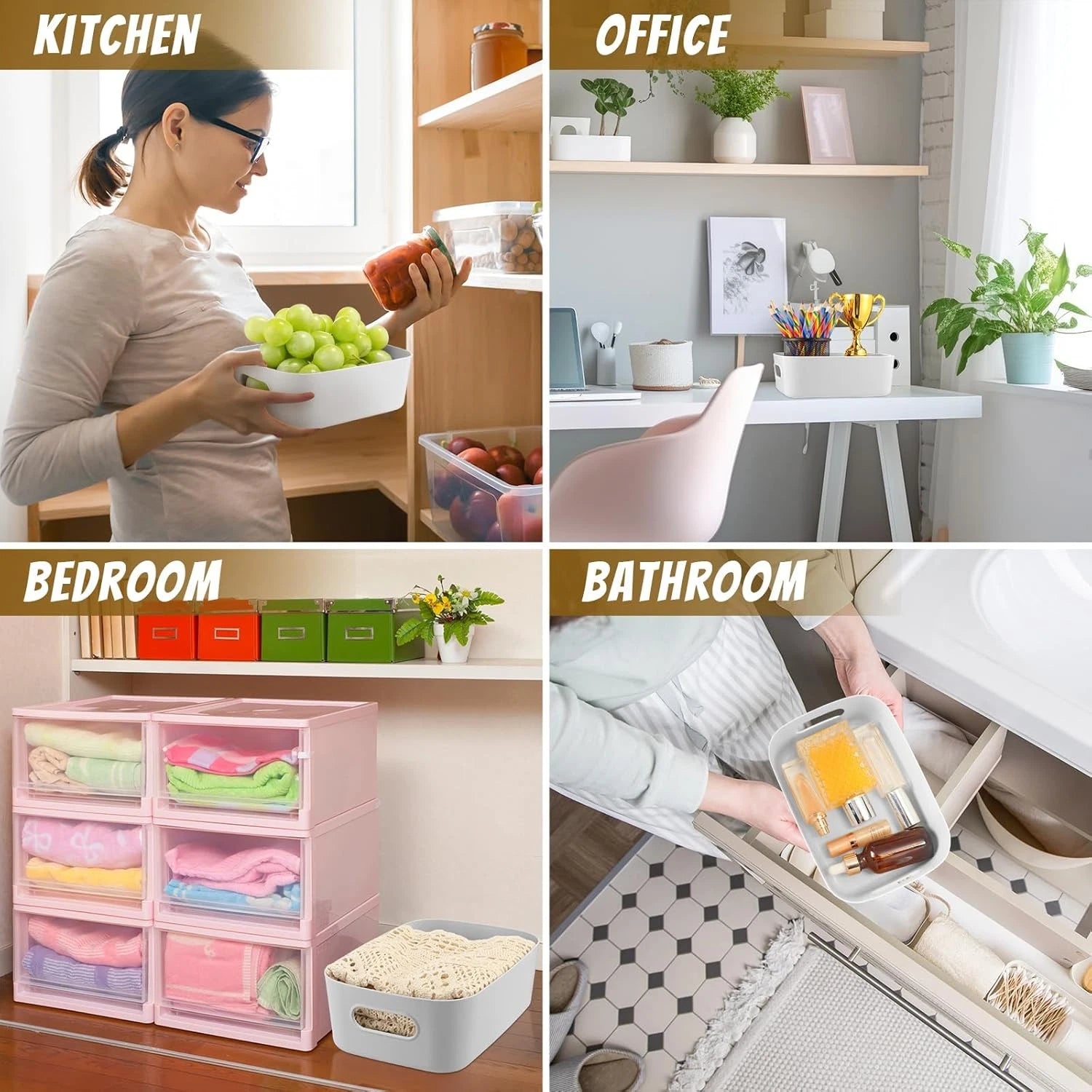 Plastic Storage Boxes, 10-Pack, Gray (8 x 5.7 x 3 inches) 07FC0E-D4 - KOEEK