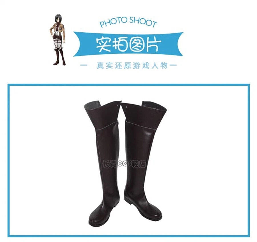 Anime Attack On Titan Eren Jager Cosplay Shoes Cos Shingeki no Kyojin Long Boots 07FC0E-D4 - KOEEK