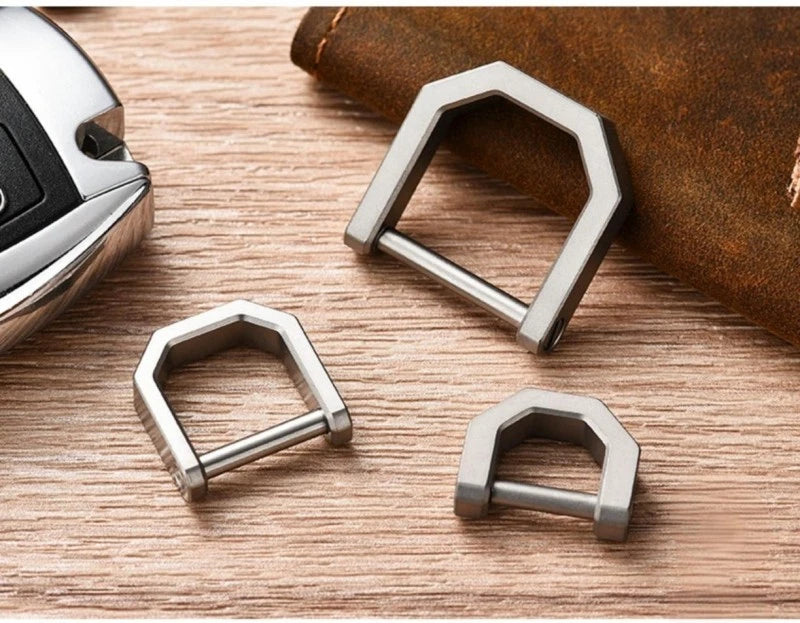 Titanium D Key Ring with Screw Shackle Keychain Ring Horseshoe Clasp for Car Fob 07FC0E-D4 - KOEEK