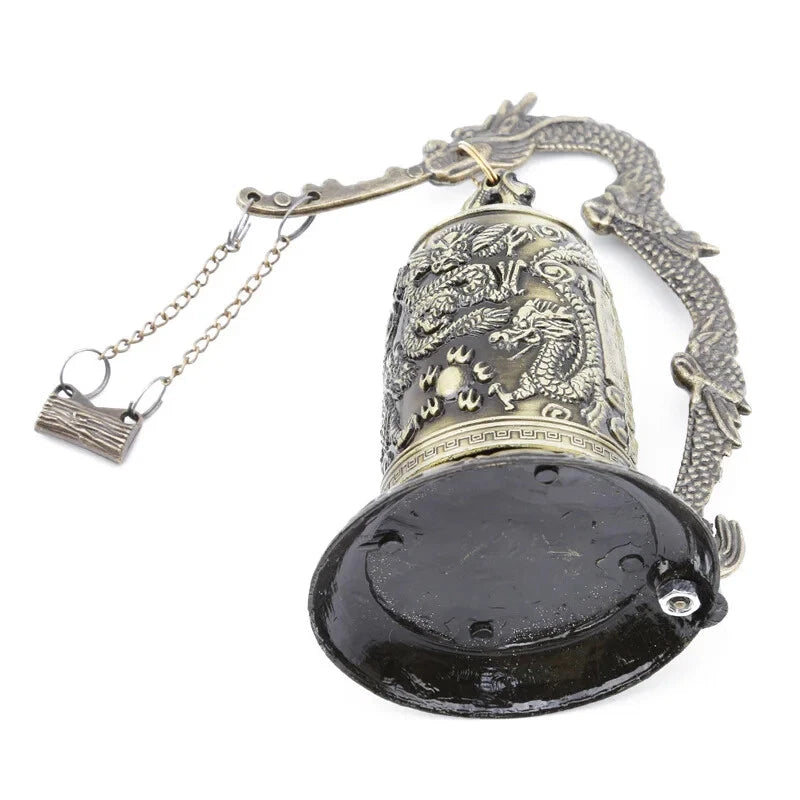 1PC Retro Style Lock Dragon Carved Buddha Bell Masterpiece Chinese Feng Shui Art 07FC0E-D4 - KOEEK