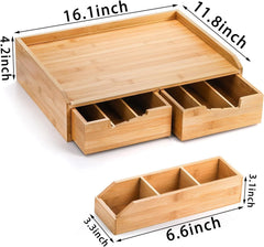Bamboo Coffee Bean Drawer Organizer, Counter K-Cup Organizer