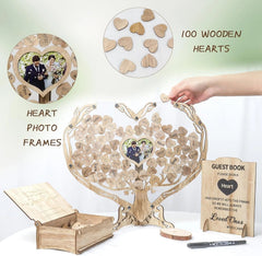 Heart-shaped wedding guest book alternative, vintage wooden 07FC0E-D4 - KOEEK