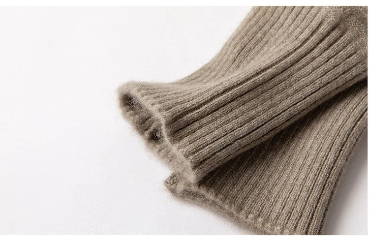 Unisex Mens Winter  Cashmere Khaki Knitted Knee Warmers Protection Pads 07FC0E-D4 - KOEEK