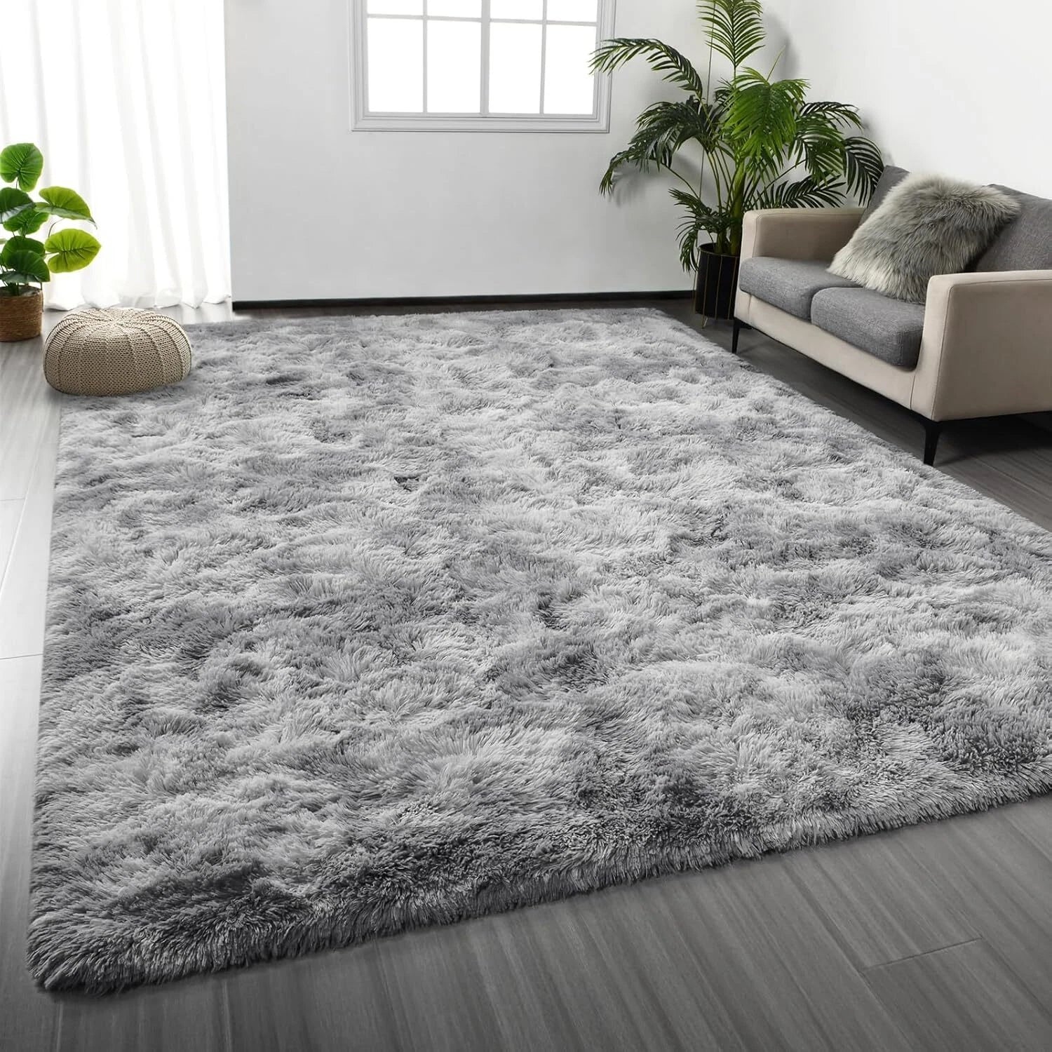Large Shag Area Rugs 6 x 9,Tie-Dyed Plush Fuzzy Rugs for Living Room,Ultra Soft 07FC0E-D4 - KOEEK