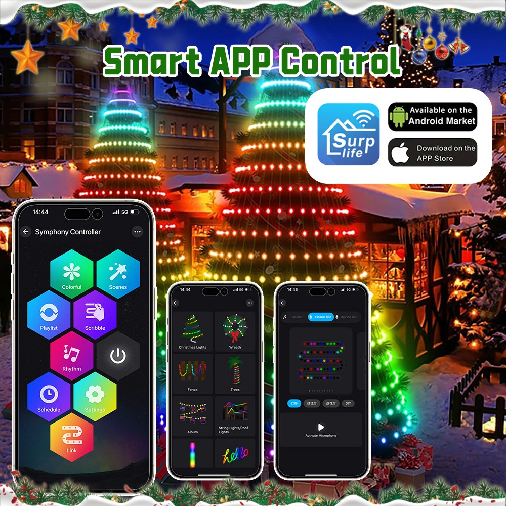 400LED Christmas Tree Waterfall Lights Fairy String Outdoor Waterproof Decor RGB 07FC0E-D4 - KOEEK