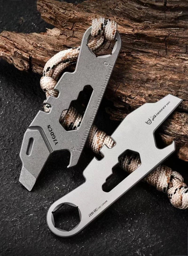 Titanium Pry Bar Crowbar Bottle Opener Wrench EDC Portable Multi Tools Outdoor 07FC0E-D4 - KOEEK