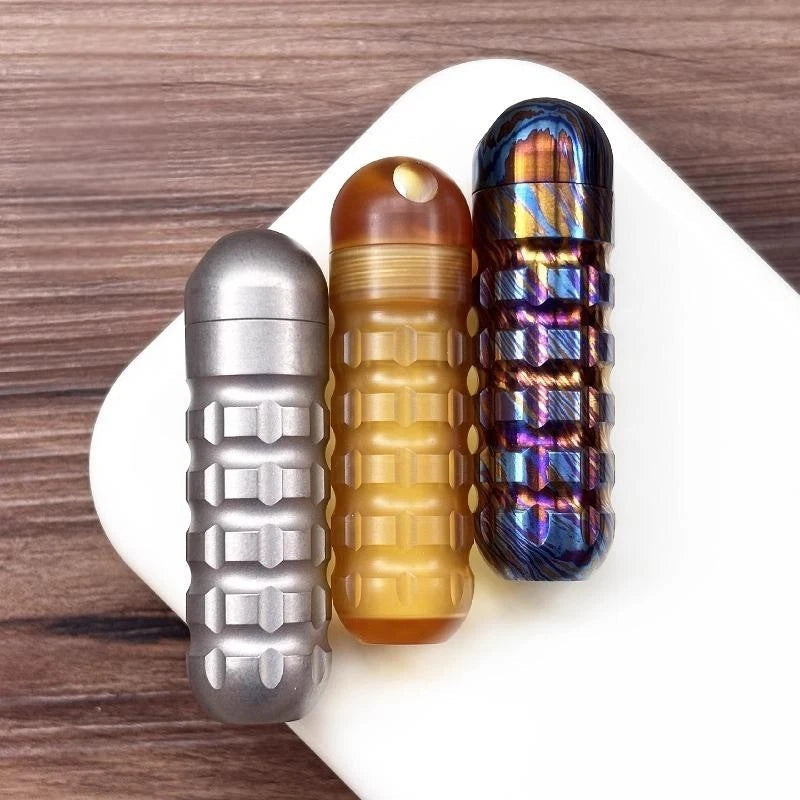 EDC PEI Titanium Waterproof Pill Case Holder organizer Box Container Keychain-* 07FC0E-D4 - KOEEK