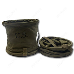 US Military Canvas Water Bucket Portable Folding Water Storage Vessel Green 18L 07FC0E-D4 - KOEEK